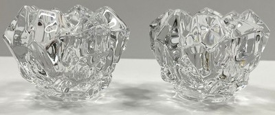 Set of 2 Goebel Charlottenhutte Meteor Crystal Votive Candle Holder~Melted Ice