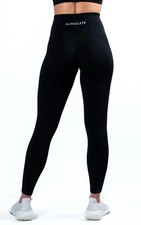 ALPHALETE Black High Rise Women's Ankle Leggings Stretch Logo Accent Yoga