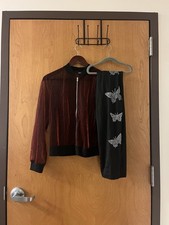 Dance Tap Costume Adult Medium Mesh Jacket And Stoned Leggings