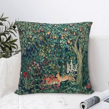 William Forest Animals Hares Blue Green Red Floral 11 Morris Throw Pillow Cov...