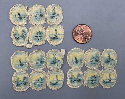 Vintage Miniature Cameo DELFT  DUTCH Vignettes Victorian Die Cut Scrap Germany