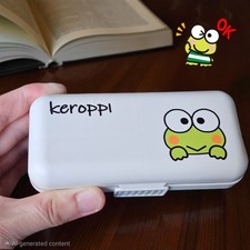 Super Cute Cartoon Keroppi Pill Case, 8 Compartments, Pill Organizer