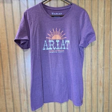 Ariat Graphic T-Shirt Western Style Casual Top Short Sleeve Burgundy XL