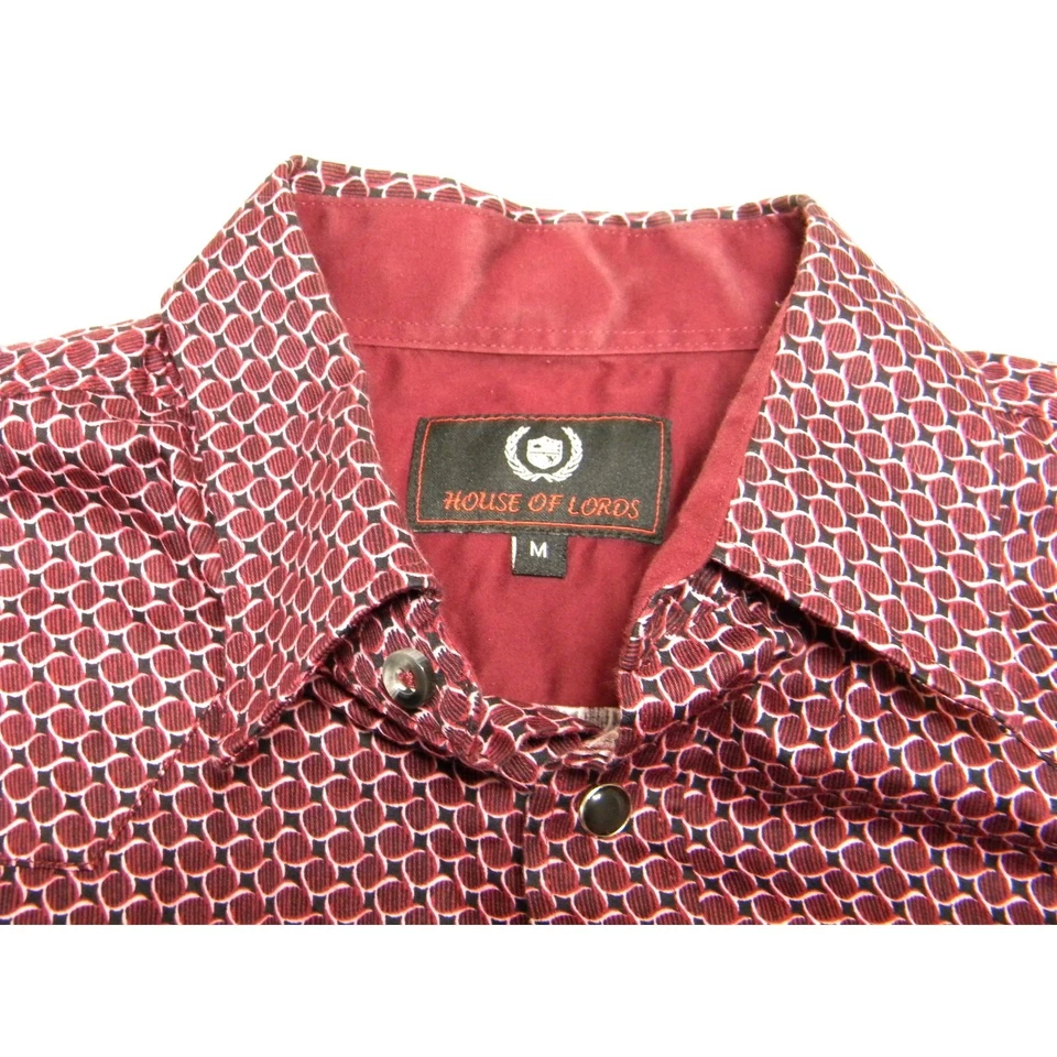 House Of Lords 男式衬衫紫色印花珍珠扣 Y2K Grunge 西部中号 — 第 2/4 张图片