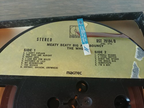 THE WHO MEATY BEATY BIG AND BOUNCY 4-track Reel to Reel TAPE DECCA DST 79184-B - Picture 7 of 7