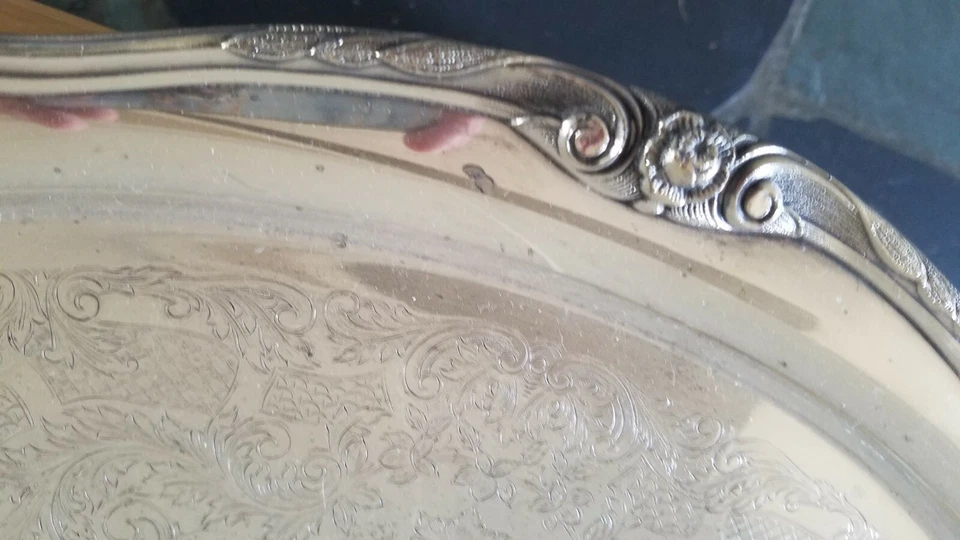 Bandeja ovalada plateada de colección Rogers 1881 GLENROSE 24x14 Foto 3 de 4