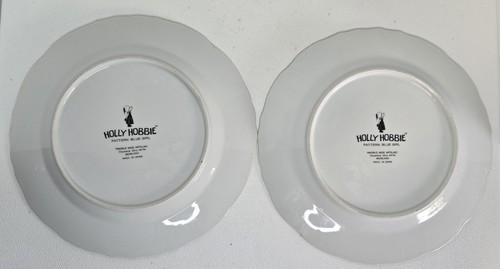 Holly Hobbie BLUE GIRL Round Platinum Trim Dinner Plates 10 3/8" Rare 1973 Set 2 - Picture 7 of 8
