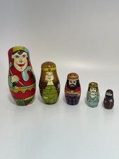 Vintage Authentic Models Set of 5 Wooden Russian Nesting Dolls