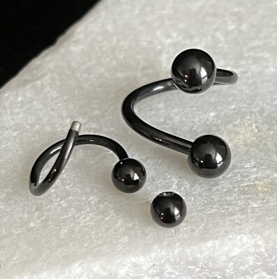 Titanium Twist Spiral Belly Ring Navel 14G,16G,Purple,Black,Light Blue,Rainbow 