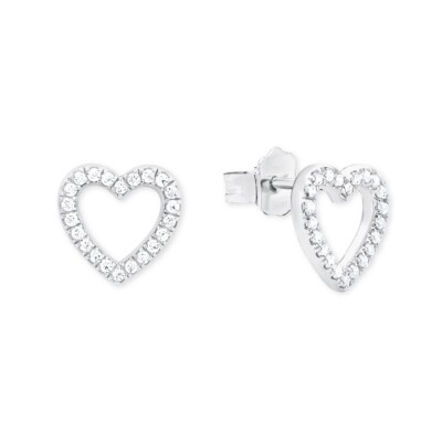 S.Oliver Jewel Women Earrings Silver Zirconia SO PURE Heart 2017259