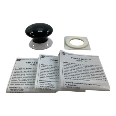 FIBARO The Button Black Z-Wave Plus Drahtlose Tragbarer Schalt-Knopf FGPB-101-2