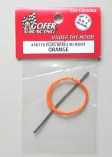 ORANGE PLUG WIRES w BOOT 1:24 1:25 GOFER RACING CAR MODEL ACCESSORY 16115