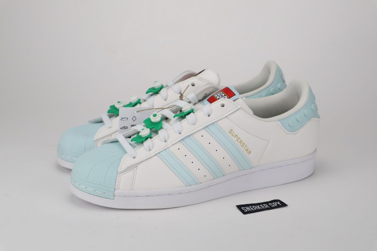 Adidas Superstar Originals LEGO White Ice blue Mint GX7206 shell sneakers |