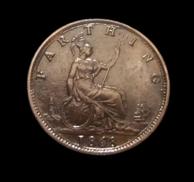 1868 Great Britain farthing KM 750 VF/XF - Image 2 of 2