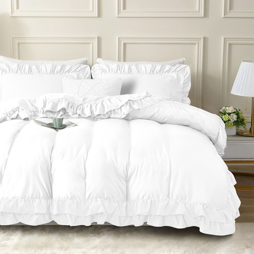 Duvet Quilt Cover Pillowcases Ruffle Frill Duvet Quilt Bedding Set All Sizes - Picture 37 of 43