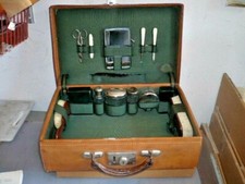 ACCESSORI UOMO DONNA VALIGIA 24h CUOIO PELLE NECESSAIRE VINTAGE RARA AFFARE!