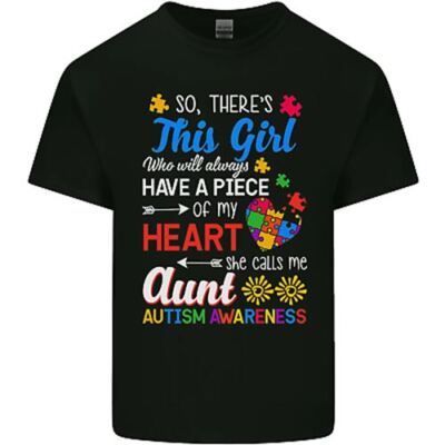 She Calls Me Aunt Autistic Autismus Tante ASD Herren Baumwolle T-Shirt Tee Top