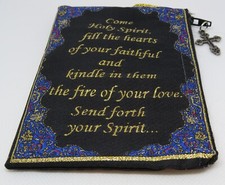 Tapestry rosery pouch NEW lined religion Christianity Catholics Cross on Zipper