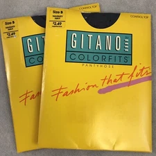 Vintage Gitano Colorfits Pantyhose Dot Naughty Navy Size B Nylon Retro 80s Leggs