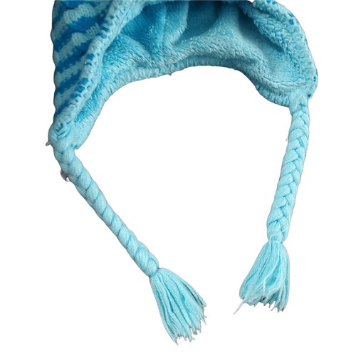 The North Face Hat Junior Kids Blue Knit Earflap Beanie Warm Pompom Lined Y-SM - Picture 3 of 7