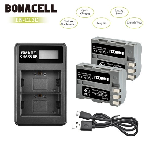 2x EN-EL3E ENEL3E Battery & Charger For Nikon D70S D90 D100 D200 D300 D300S D700 - Picture 2 of 10