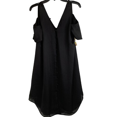 Rachel Rachel Roy Size S/M Black Double V Swing Dress Cold Shoulder Mini 6945