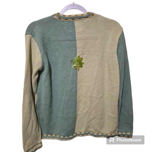 HSN Storybook Strick grün Cardigan Pullover St. Patrick's Clover Gr. SM Vintage - Bild 11 von 12