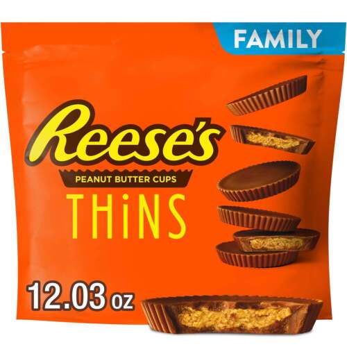 Reese's Thins Milk Chocolate Peanut Butter Cups Candy, Family Pack 12.03 oz