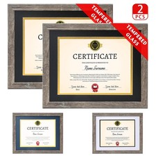 Diploma Frame Tempered Glass - Document Frames 8.5x11 with 2Pack, Grey