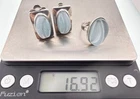 Vintage Burle Marx Sterling Silver Carved Aquamarine Ring and Earrings Set