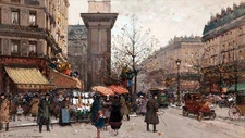 Porte St Denis, Paris Painting by Eugene Galien Laloue Reproduction