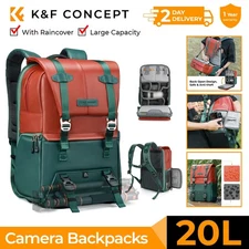 K&F Concept 20L PU Leather Camera Case for Photographers w/ Raincover Camera Bag