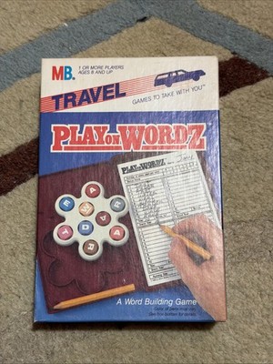 VTG Travel Boredom Car Game 1986 Play On Wordz 1986 Milton Bradley Word Game (x)