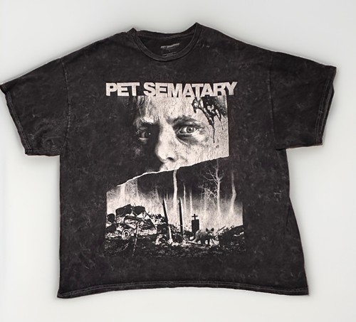Pet Sematary Horror Movie Poster Mens Black Ice Wash Short Sleeve Large T-Shirt