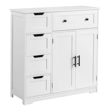 Kitchen Pantry Storage Cabinet with Adjustable Shelves and 5 Drawers Space Save