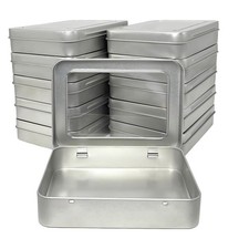 Tin Box Small Metal Storage Box w/Clear Lid - Portable for Beads, JewelryCraf...