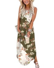 NWT Anrabess Loose Sleeveless Maxi Dress Size L Boho Casual Resort Pockets Beach