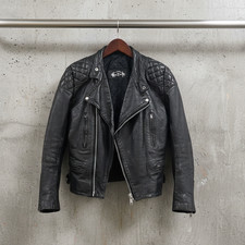 Veste De Motard En Cuir Second Peau Vintage Noire S
