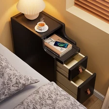 2-Tier Bedroom Storage Cabinet Nightstand with 2 Drawers Modern Bedside Table