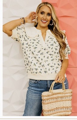 So Me Boutique Floral Bib Top - XL With Bow