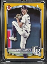 2025 Bowman Chrome Cooper Flemming 1st Bowman Yellow Refractor /50 #38/50 Rays 
