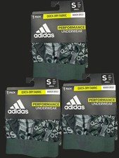 Adidas Men  s size Small Green Gray Performance Boxer Brief Lot quick dry 60 New