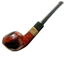 Hardcastle Bulldog Pipe—Brass Band, Rich Briar Grain, Rare Angled Bulldog Shape.