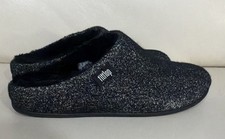 Fitflop Womens Chrissie Glimmerwool Slipper Shoes, Black, US Size 7