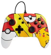 Nintendo Switch Pokemon Pikachu PowerA Enhanced Wired Controller White Red NWT