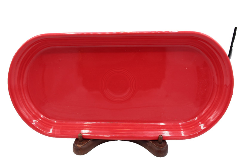Vintage Fiesta HLC USA 12" Red Orange Bread Utility Serving Tray EUC