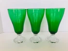 Vintage Anchor Hocking Glass Forest Green Berwick Boopie Bubble 6 ⅝" Glasses