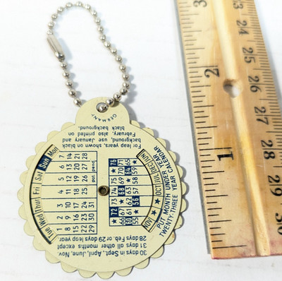 Vintage Metal Phillipson Clothing Co Dowagiac Mich Tin Calendar Germany Keychain