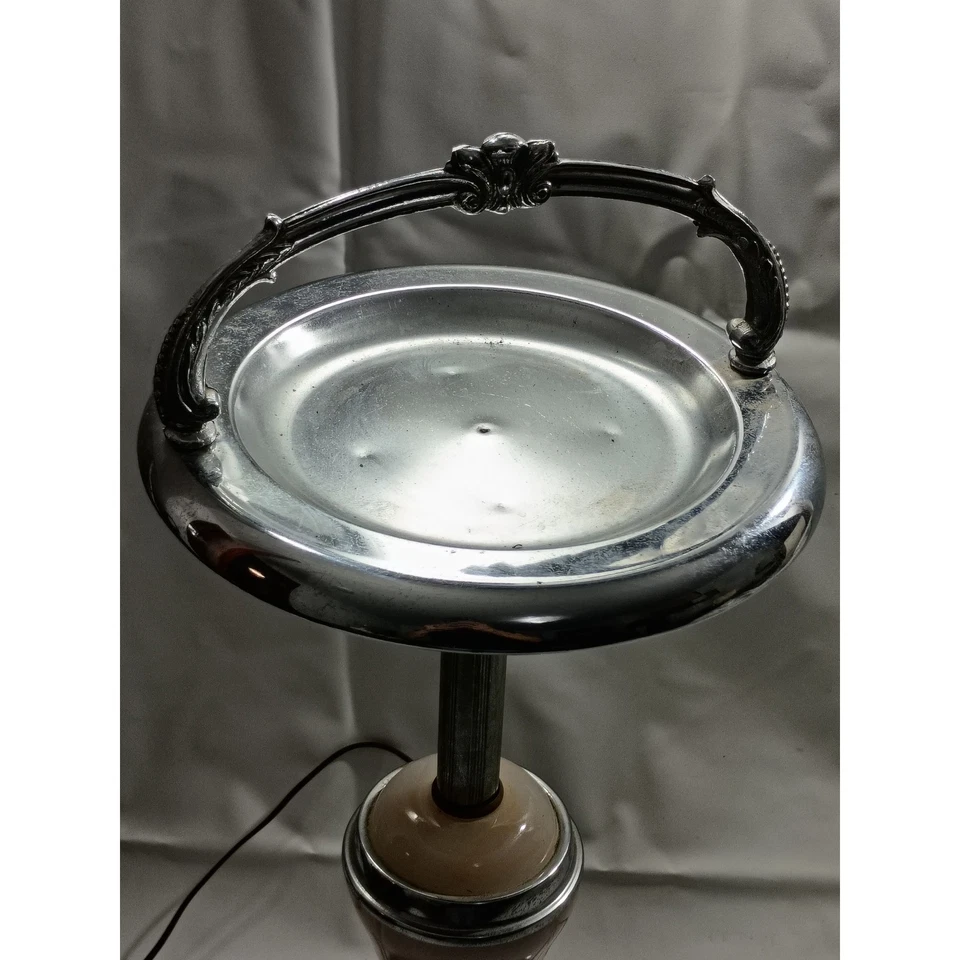 Art Deco Slag Glass Ashtray Lamp Stand Collector's Glow Rare Pink & Red Marbling - Image 4 of 4