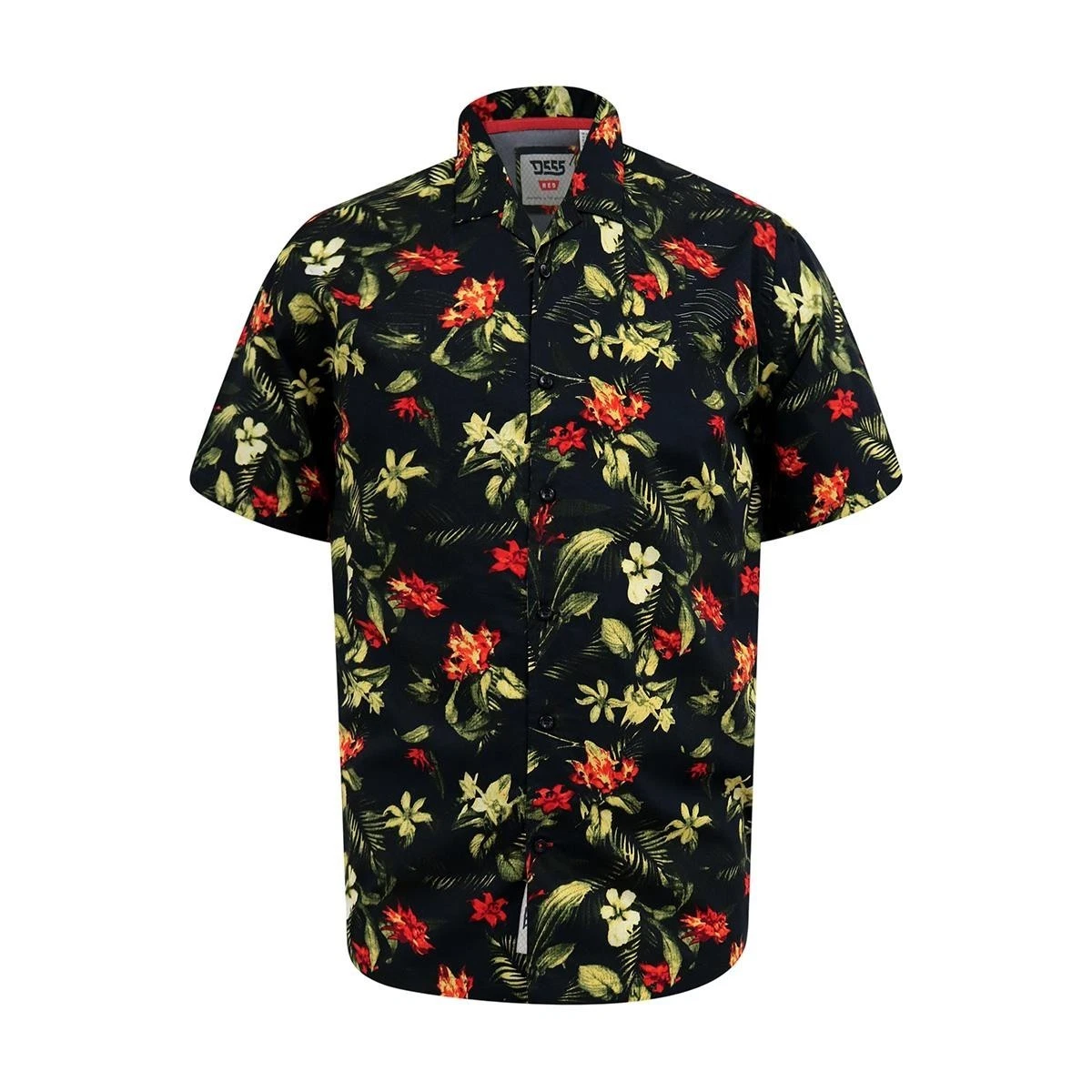 D555 GORDON- Hawaiian Print Short Sleeve Shirt For Men in Black, 2XL-8XL